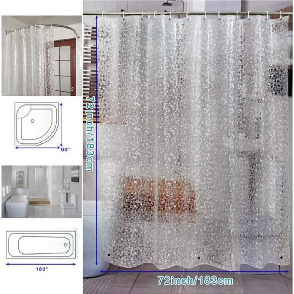 Waterproof Shower Curtain Liner 8G EVA Thick Shower Curtain with Heavy Duty